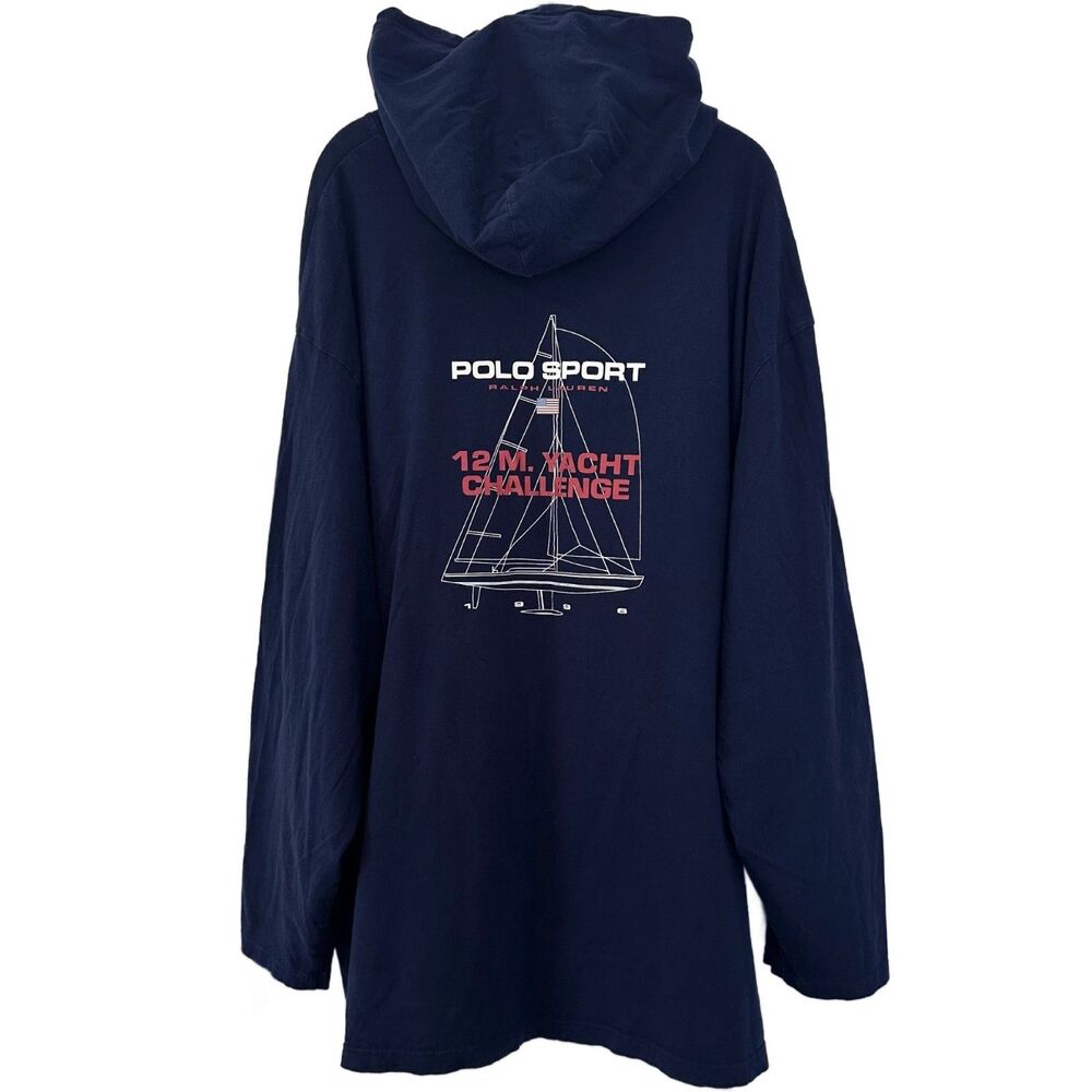 Polo Ralph Lauren Sport Mens Big 4XB Hooded T Shirt Long Sleeve Yacht Challenge